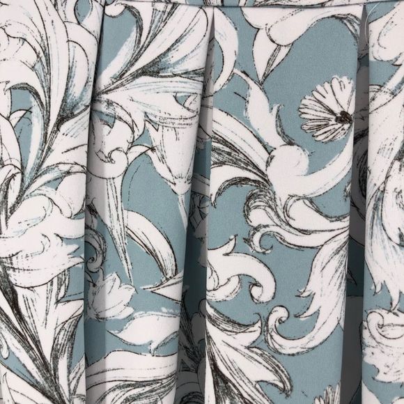 1. State Aqua White Drawn Floral Pleated Skater Skirt Banded Waist size M - Picture 4 of 9